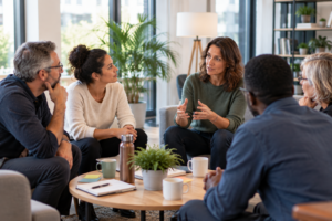 Participants échangeant pendant une formation sur la santé mentale et les RPS au travail